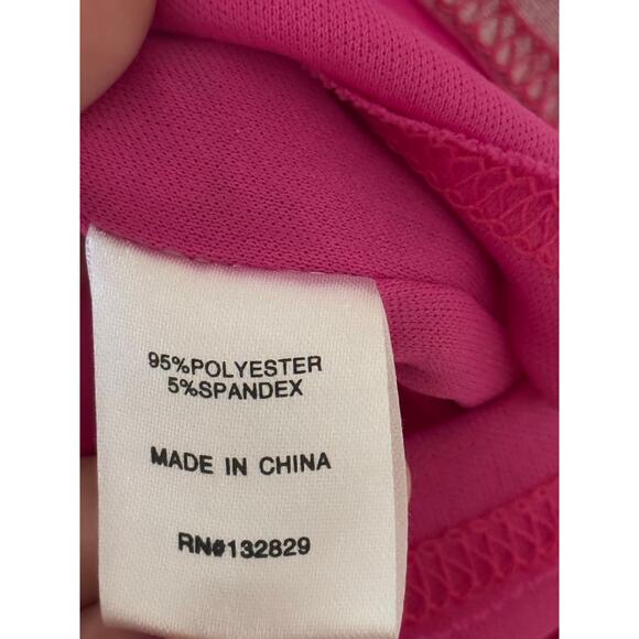 NWOT Superdown Revolve Kerrie Deep V Dress Pink Holographic Ruched Barbiecore XS - Picture 8 of 9